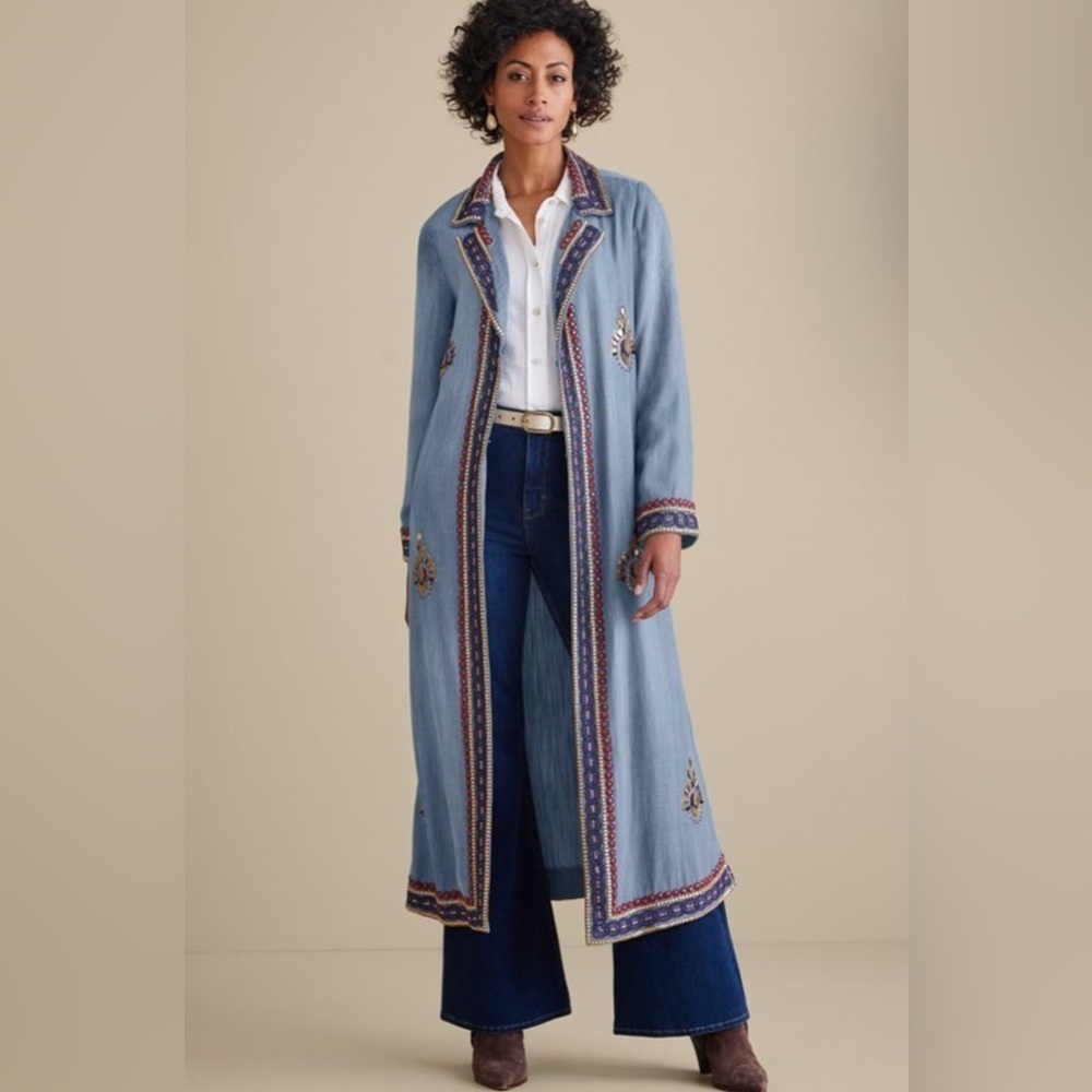 Soft Surroundings Morena Duster Jacket Petite Large Beaded - Picture 4 of 16